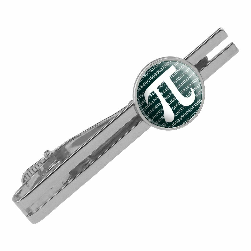 Pi Math Geek Nerd 3.14 Round Tie Bar Clip Clasp Tack Silver Color Plated</b><br>